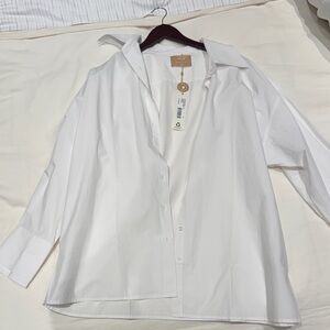 ROLLA'S White Button Shirt with Tan Tag